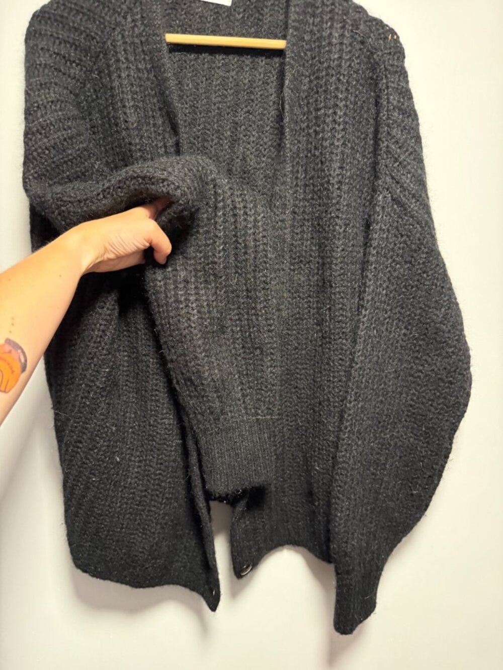 Old Navy Wool-Blend Shaker-Stitch Cardigan Sweater Black Large T - Picture 5 of 8